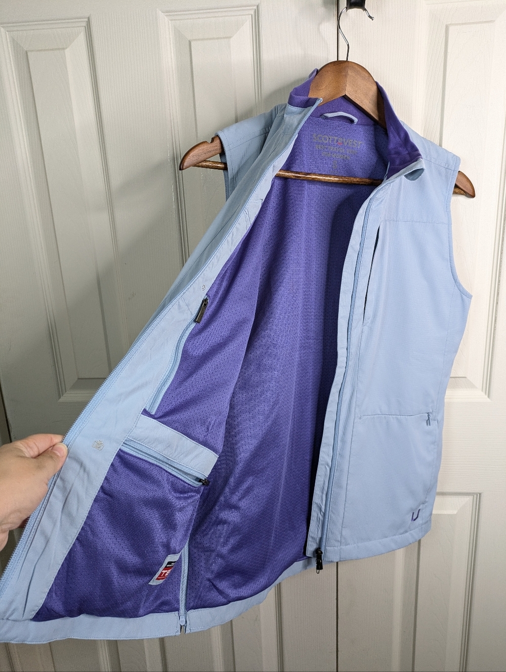 SCOTTeVEST Best Travel Vest Small Slate Blue Grape 24 Pocket Water Repellent Uti - Picture 6 of 13